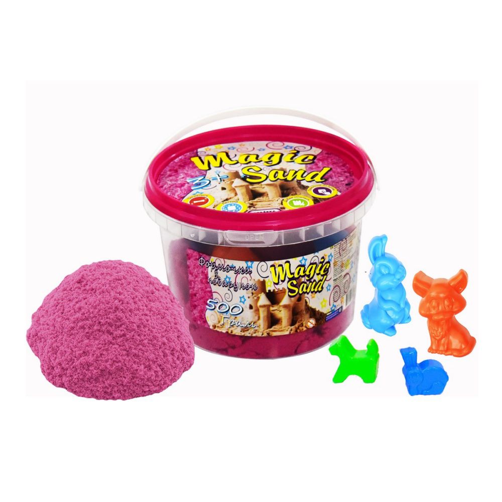Magic sand - pink color with strawberry flavor. Bucket 0.5 kg (371-11)