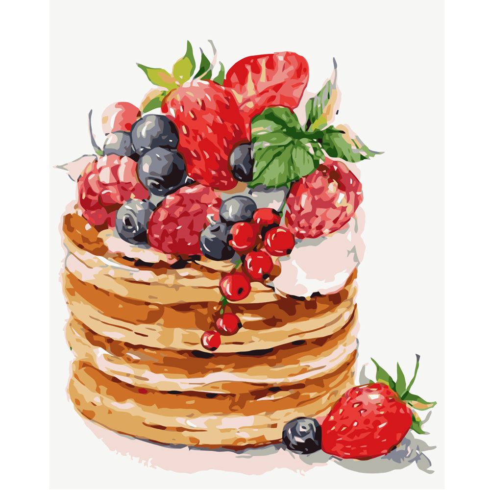 Картина за номерами Strateg ПРЕМІУМ Смачний сніданок з лаком та рівнем розміром 40х50 см VA-0845