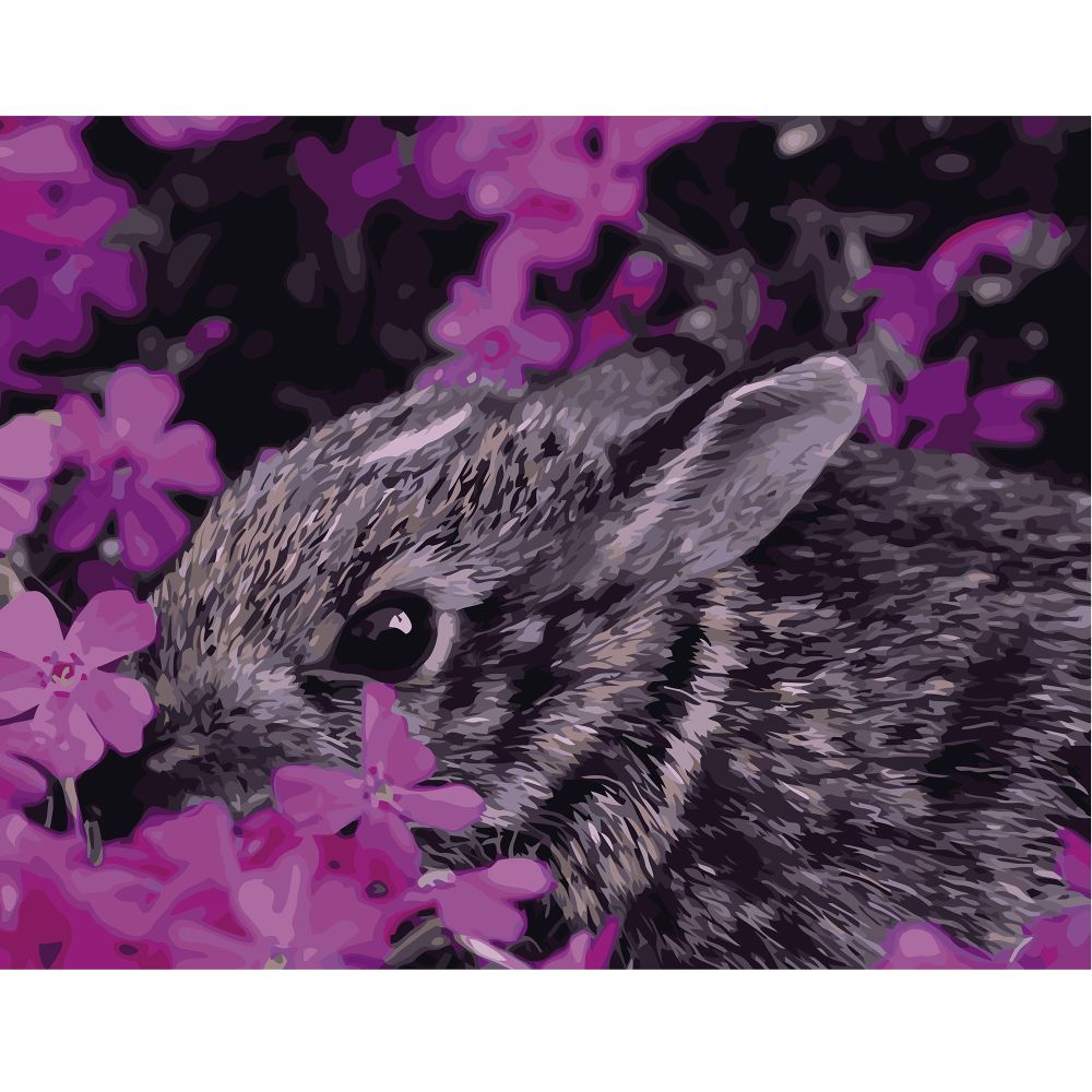 Набір для розпису по номерах VA-0449 "Кролик у квітах" , розміром 40х50 см
