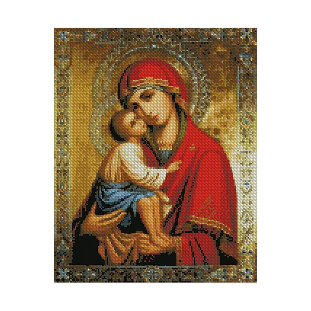 Алмазна мозаїка Strateg ПРЕМІУМ Донська ікона Божої Матері 40х50 см FA10375