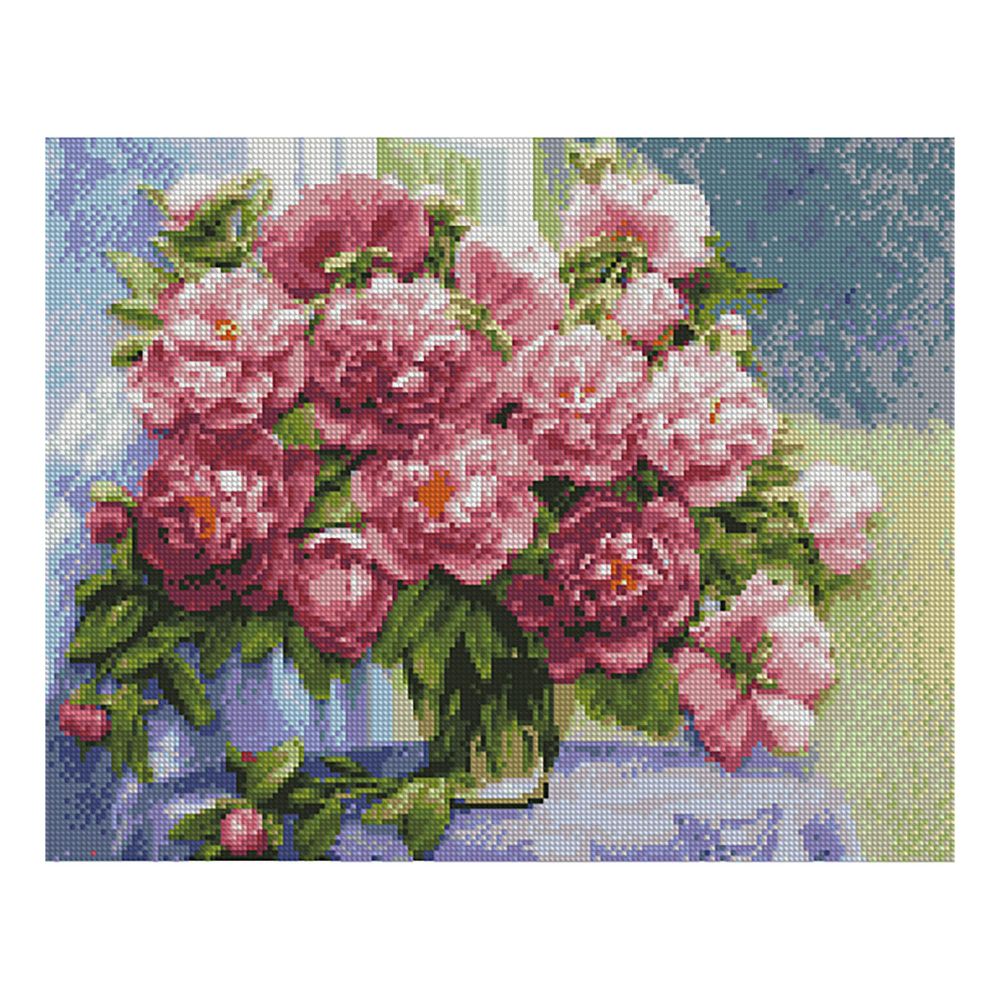 Diamond mosaic Premium Strateg "Pink peonies in a vase", 40x50 cm