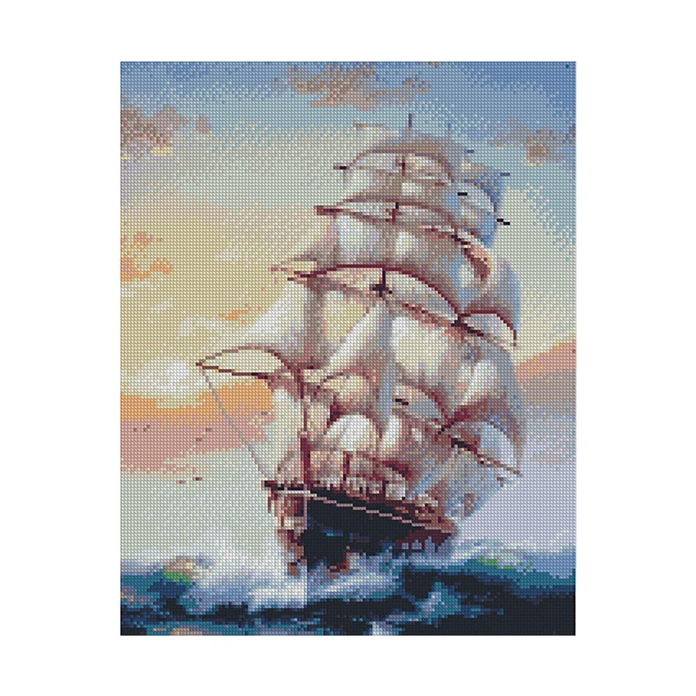 Алмазна картина FT30027 «Вітрильник на світанку», розміром 40х50 см