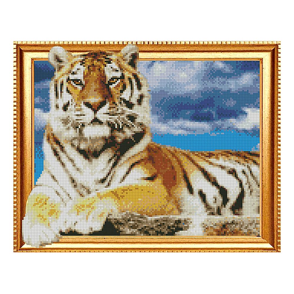 Алмазна мозаїка Strateg ПРЕМІУМ Гордий тигр 40х50 см FT30055