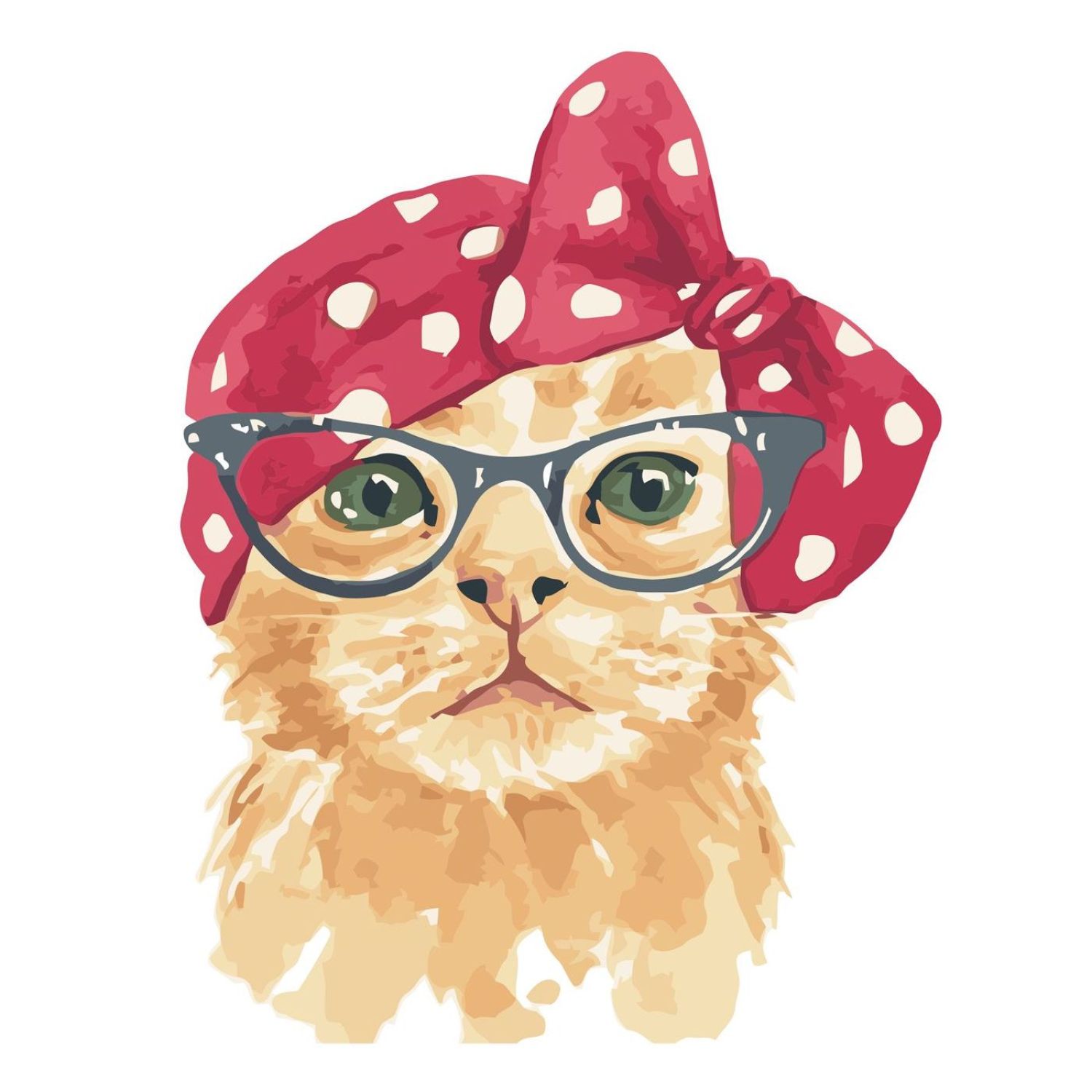 Картина за номерами Strateg ПРЕМІУМ Рудий котик в окулярах з лаком та рівнем розміром 30х40 см SV-0004