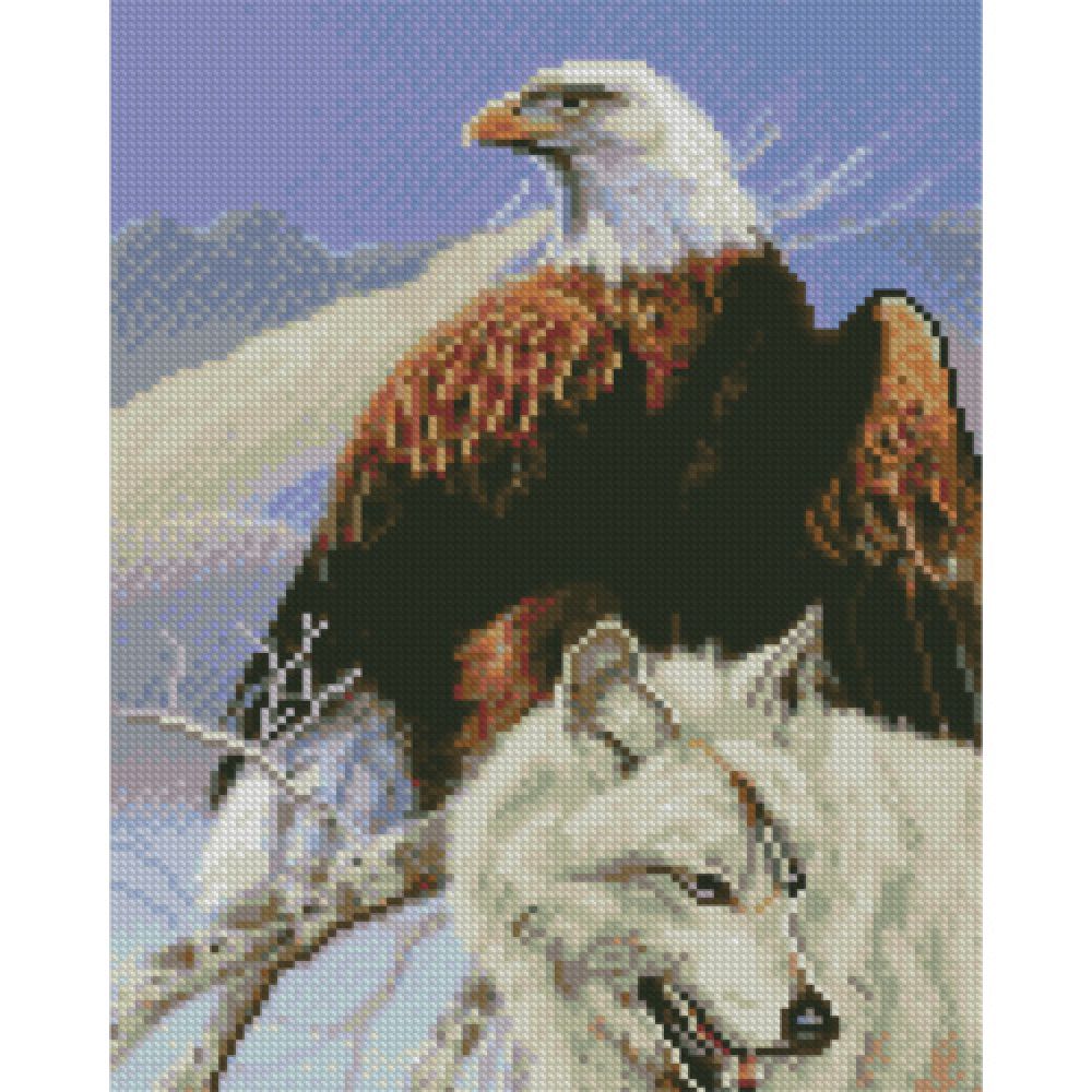Алмазна картина HX246 "Величні орел та вовк", розміром 30х40 см