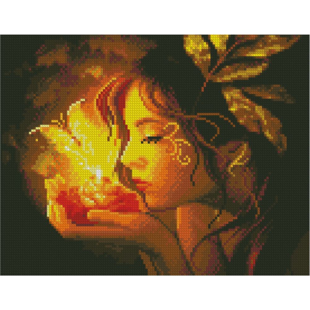 Алмазна мозаїка Strateg ПРЕМІУМ Дівчина вогню 30x40 см HX306