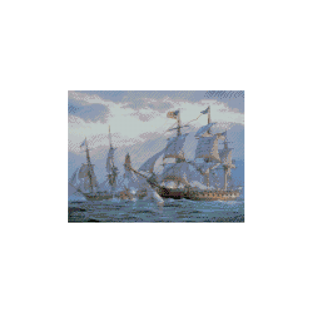 Алмазна мозаїка Strateg ПРЕМІУМ Човни у неспокійному океані 30x40 см HX331