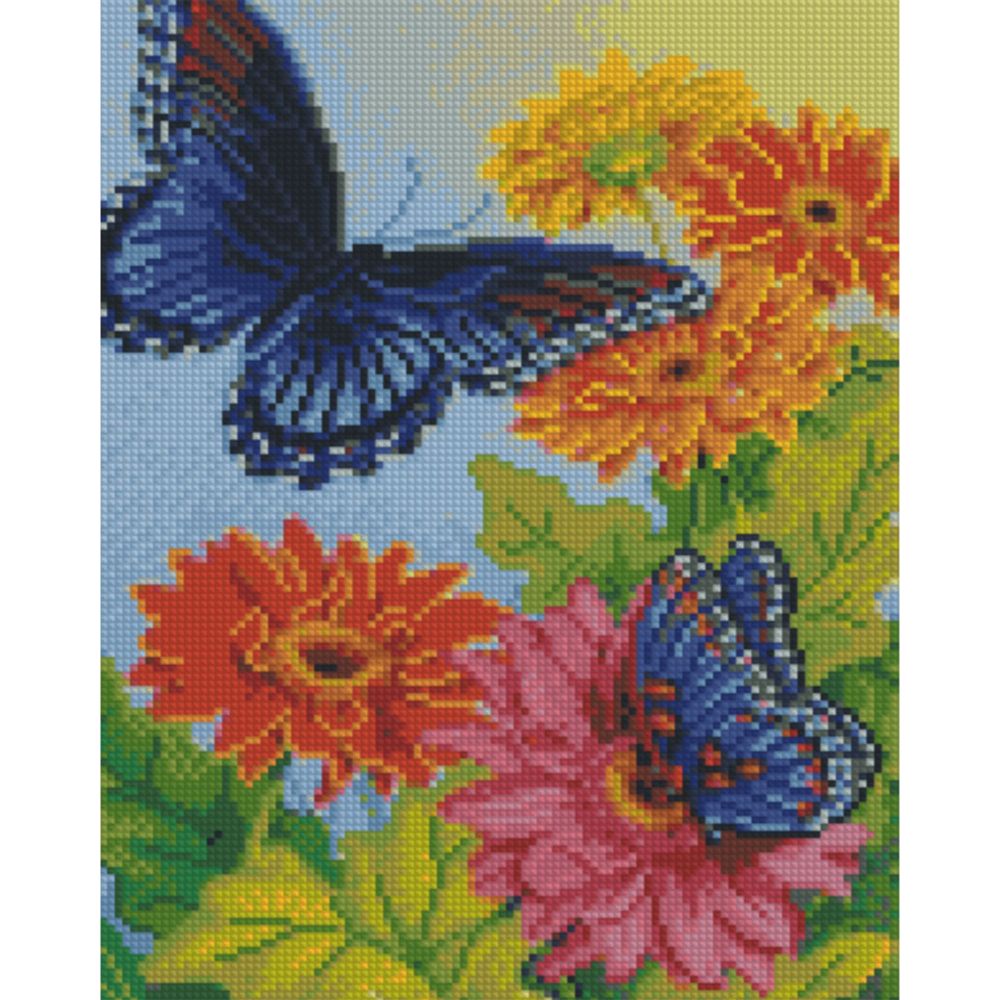 Алмазна картина HX393 "Два метелики на яскравих квітах", розміром 30х40 см