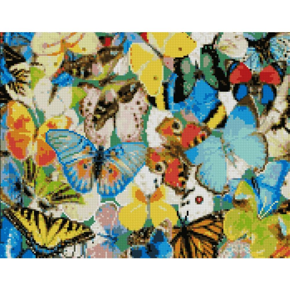 Алмазна мозаїка Strateg ПРЕМІУМ Барвисті метелика 40х50 см FA40007