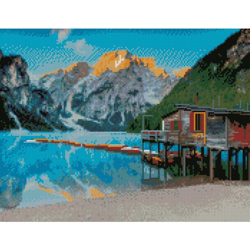 Алмазна картина FA40810 "Будинок біля гірського озера", розміром 40х50 см