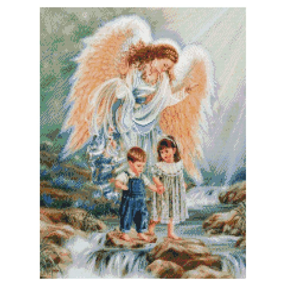 Алмазна мозаїка Strateg ПРЕМІУМ Ангел над дітьми 50х60 см HA0005