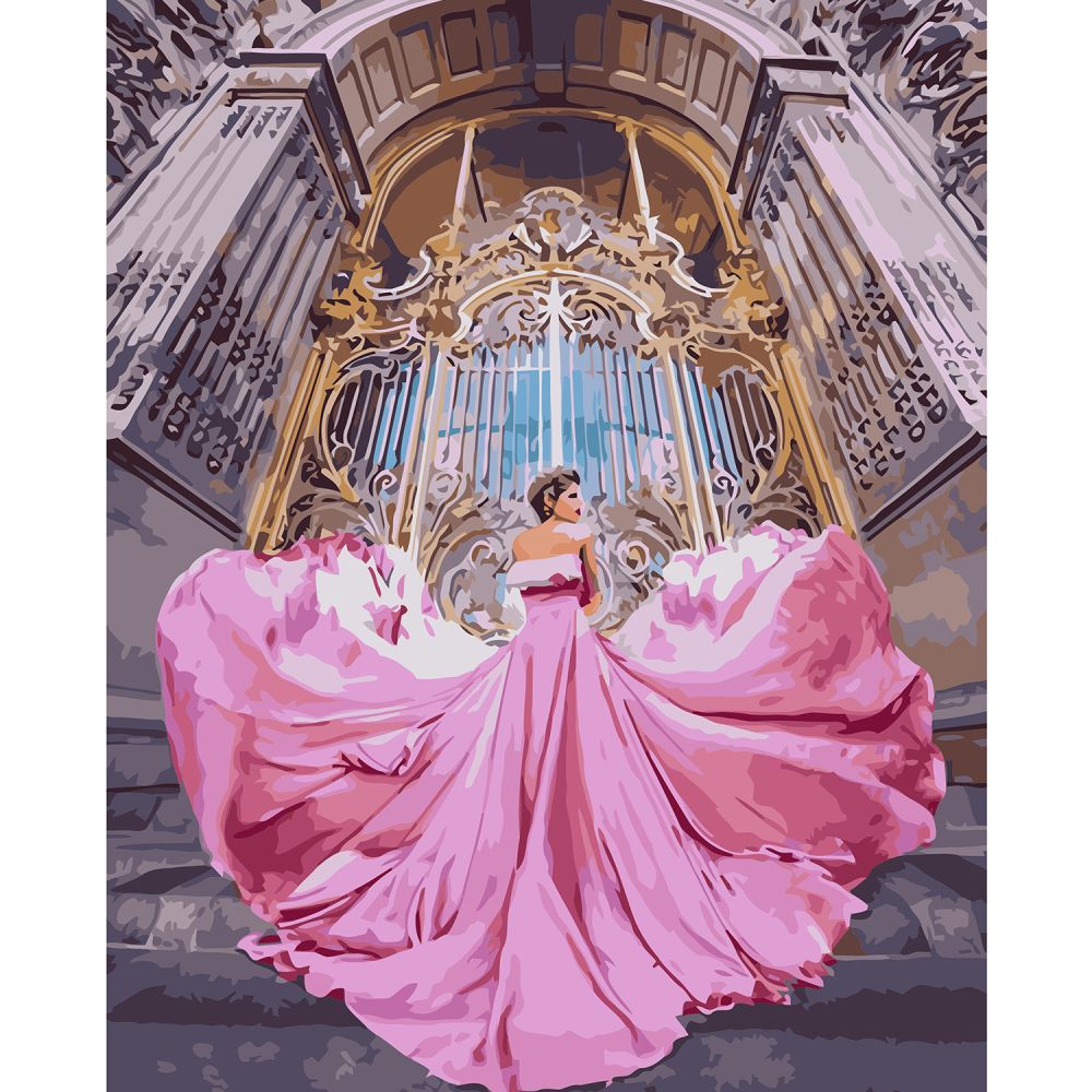 Набір для розпису по номерах VA-1363 "Рожеве плаття", розміром 40х50 см