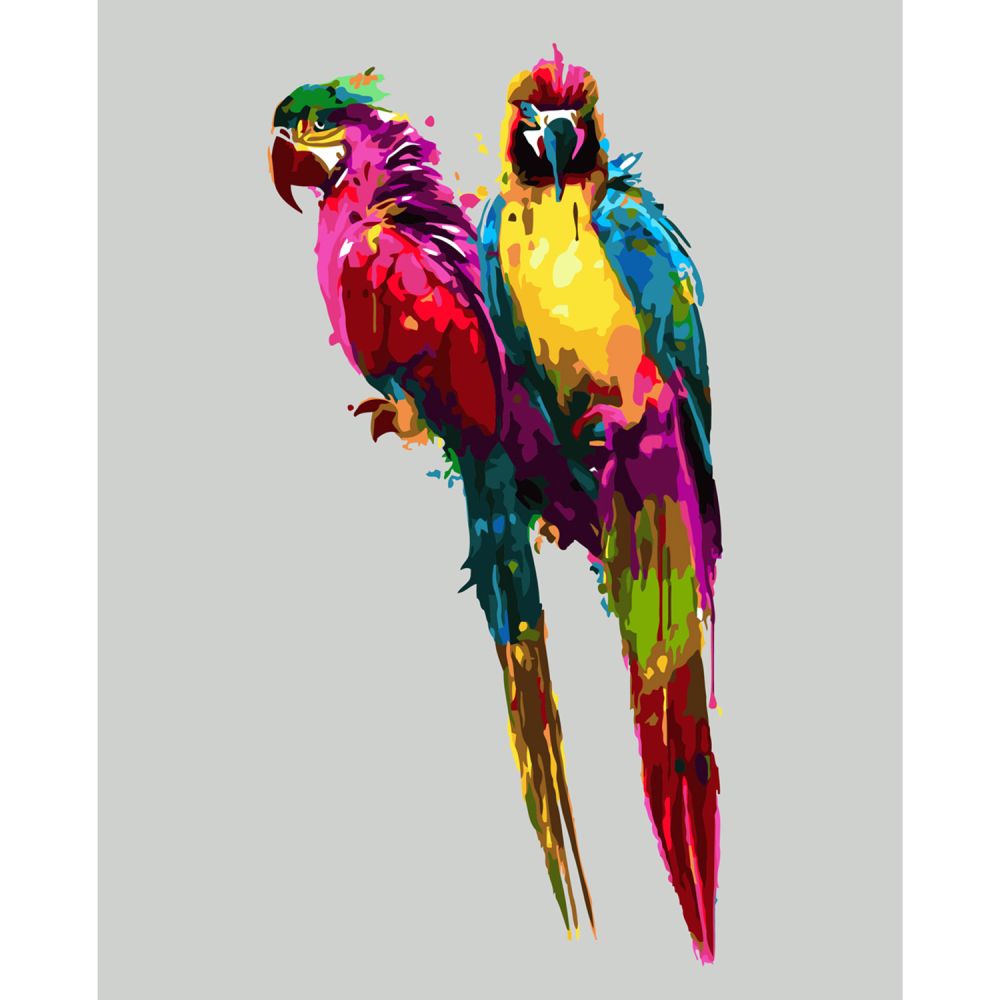 Набір для розпису по номерах SY6033 "Кольорові папуги", розміром 40х50 см