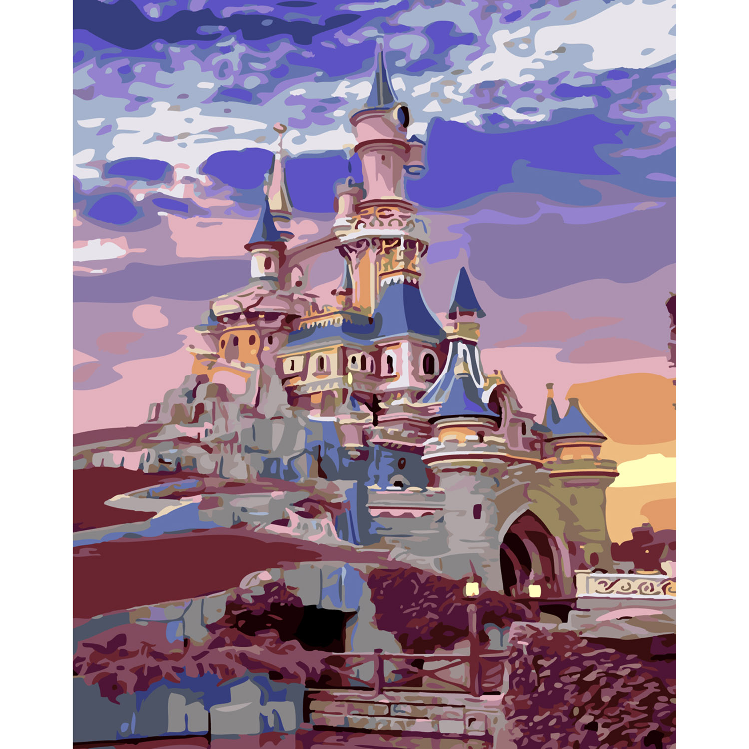 Картина за номерами Strateg ПРЕМІУМ Замок Алладіна з лаком та рівнем розміром 40х50 см SY6150
