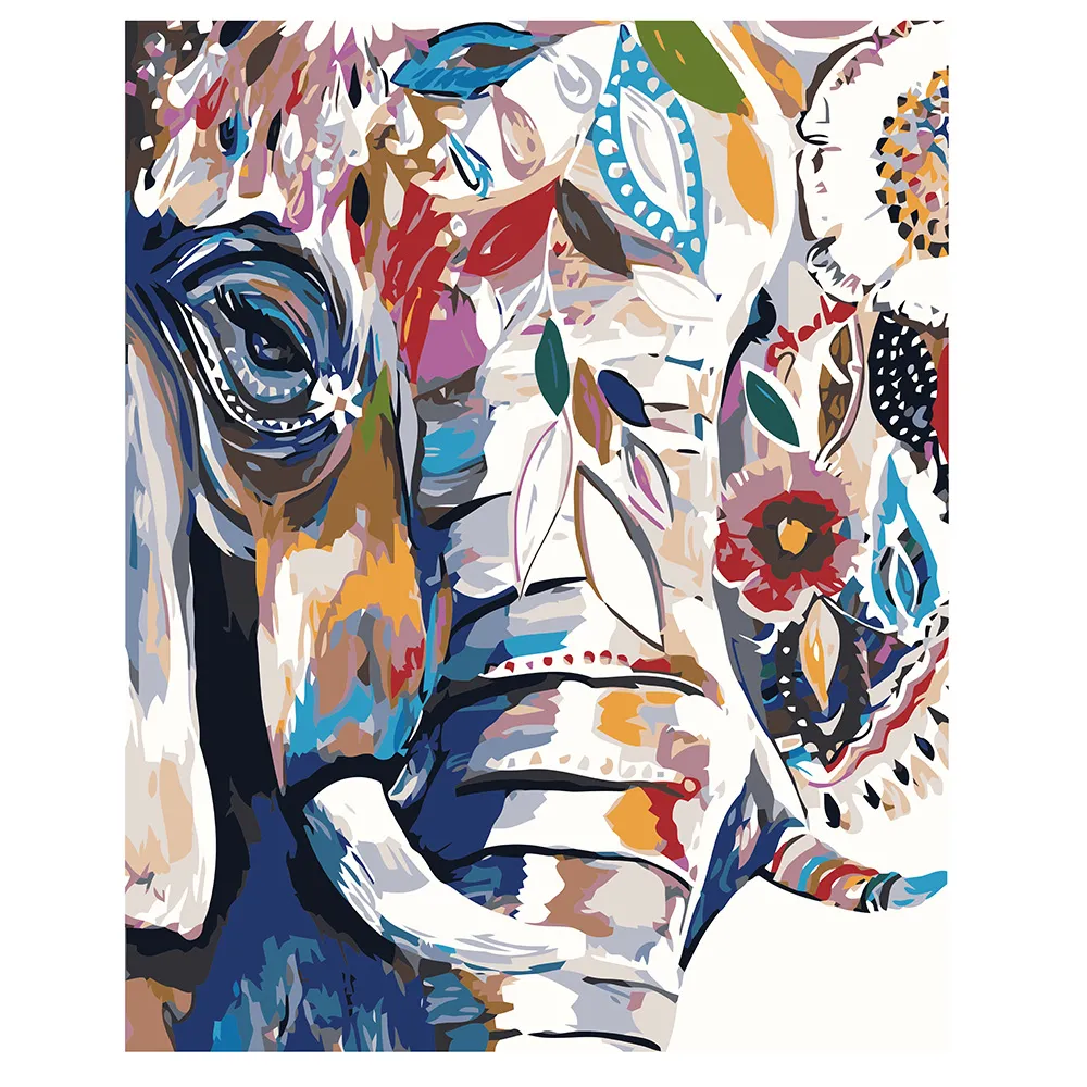 Картина за номерами Strateg ПРЕМІУМ Абстрактний слон з лаком та рівнем розміром 40х50 см VA-1210