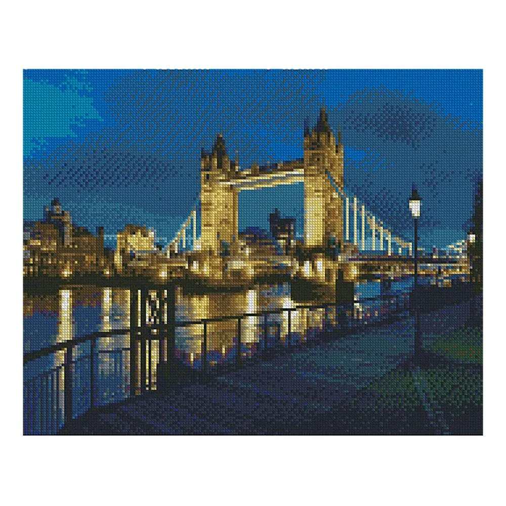Алмазна мозаїка Strateg ПРЕМІУМ Тауерський міст над Темзой 40х50 см FA10017