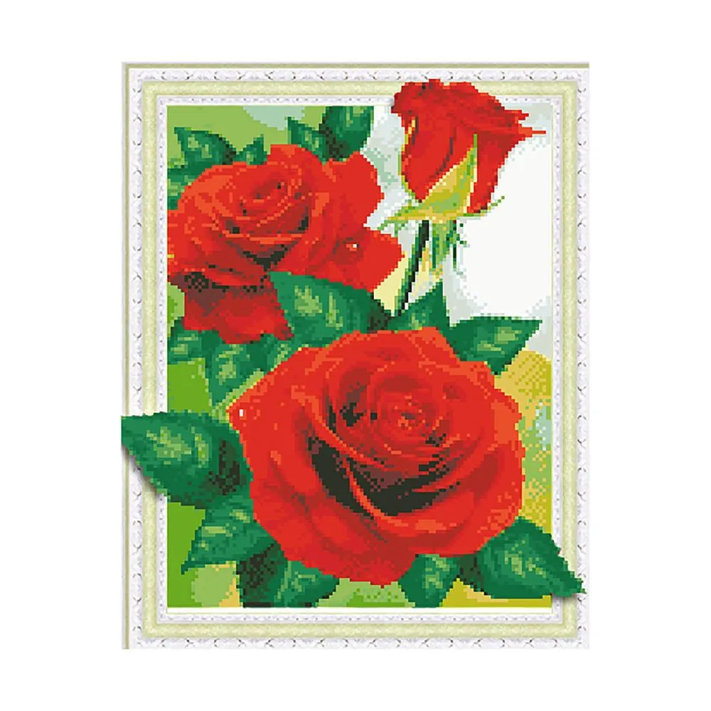 Алмазна мозаїка Strateg ПРЕМІУМ Червоні дикі троянди 40х50 см FT30037