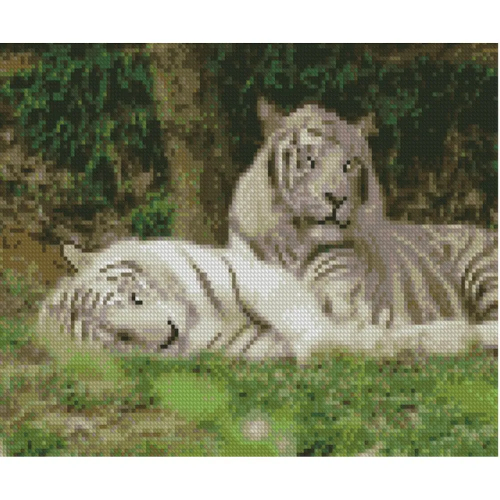 Алмазна мозаїка Strateg ПРЕМІУМ Відпочиваючі тигри 30x40 см HX227