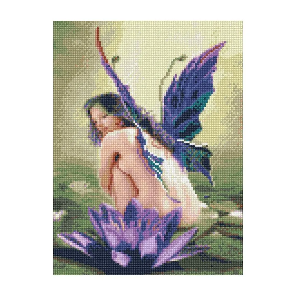 Алмазна мозаїка Strateg ПРЕМІУМ Дівчина-метелик 30х40 см HX009