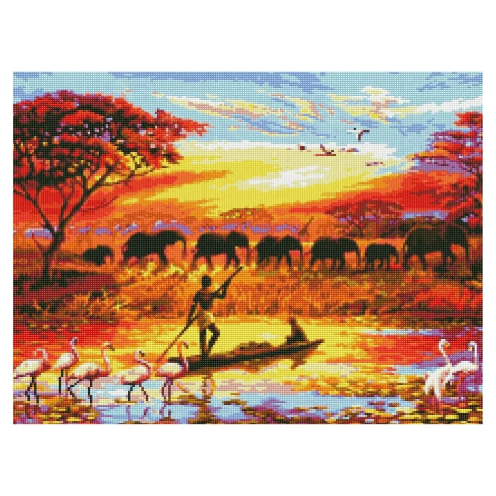 Алмазна мозаїка Strateg ПРЕМІУМ Життя Африки 50х60 см HA0002