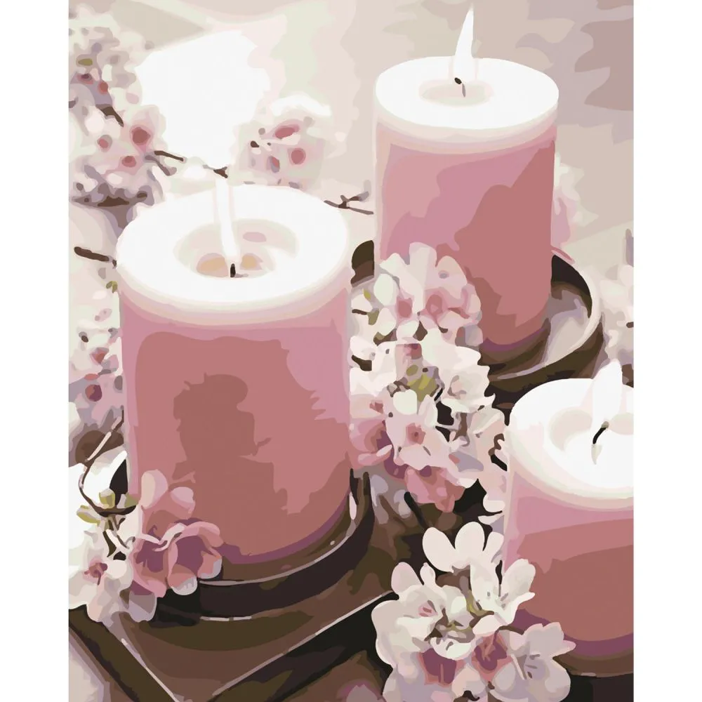 Картина за номерами Strateg ПРЕМІУМ Романтика зі свічками з лаком та рівнем розміром 40х50 см SY6076