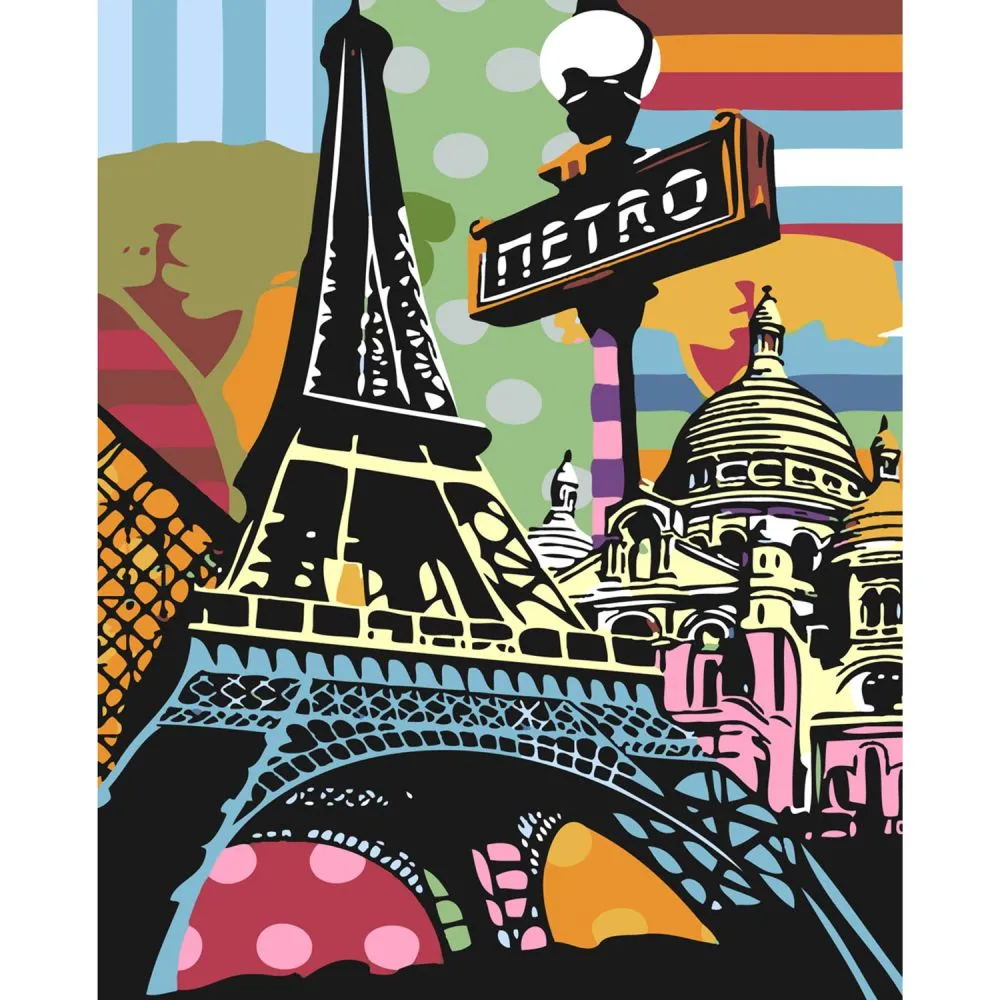 Картина за номерами Strateg ПРЕМІУМ Поп-арт Парижу з лаком розміром 40х50 см SY6242