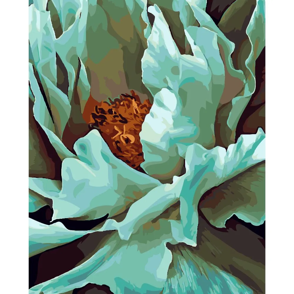 Картина за номерами Strateg ПРЕМІУМ Загадкова квітка з лаком та рівнем розміром 40х50 см SY6336