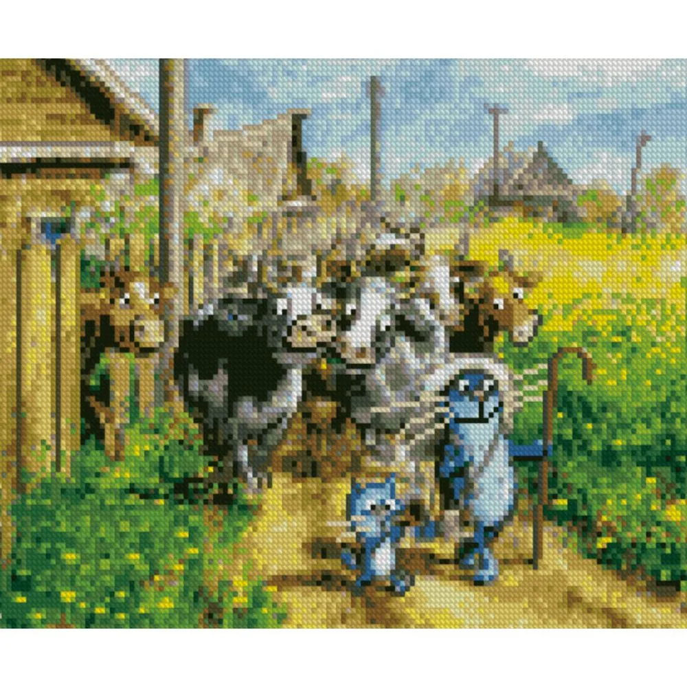 Алмазна мозаїка Strateg ПРЕМІУМ Веселі пастушки 30х40 см HX090