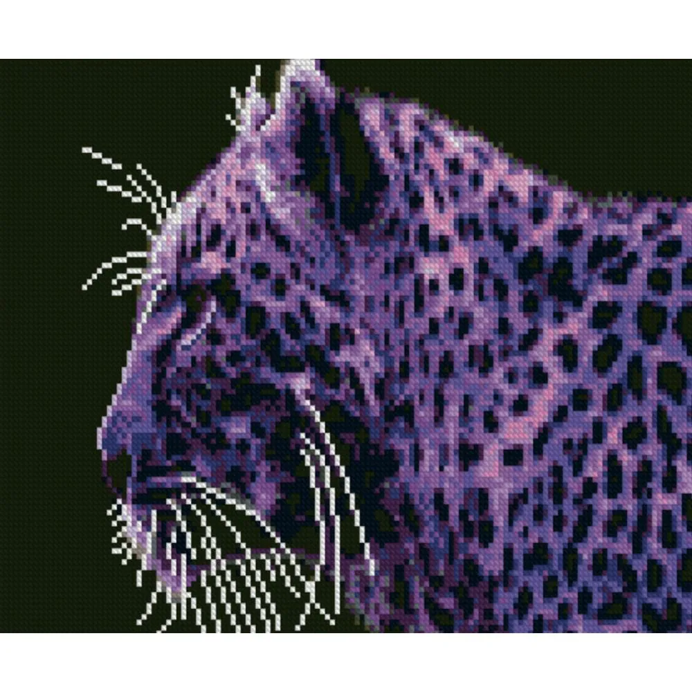 Алмазна мозаїка Strateg ПРЕМІУМ Фіолетовий гепард 30х40 см HX127