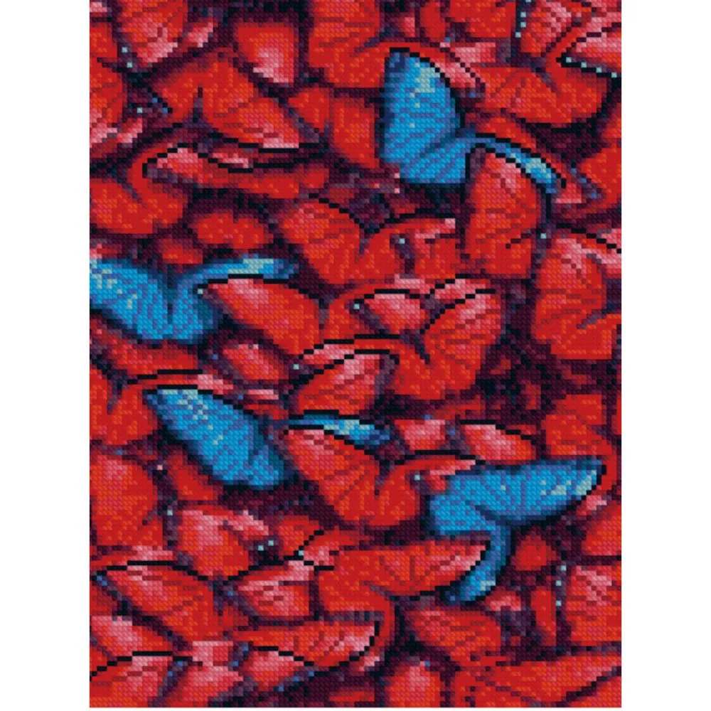 Алмазна мозаїка Strateg ПРЕМІУМ Червоні метелики 30х40 см HX239