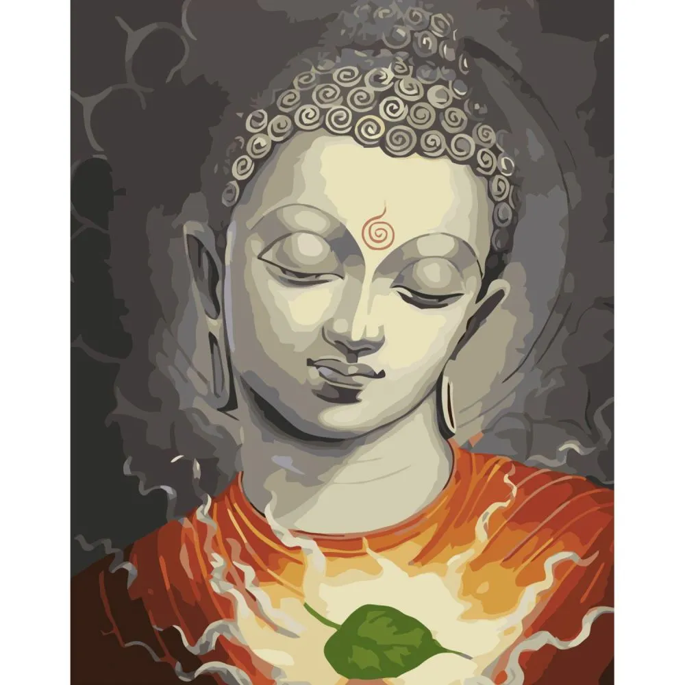 Картина за номерами Strateg ПРЕМІУМ Будда з лаком розміром 40х50 см VA-3303