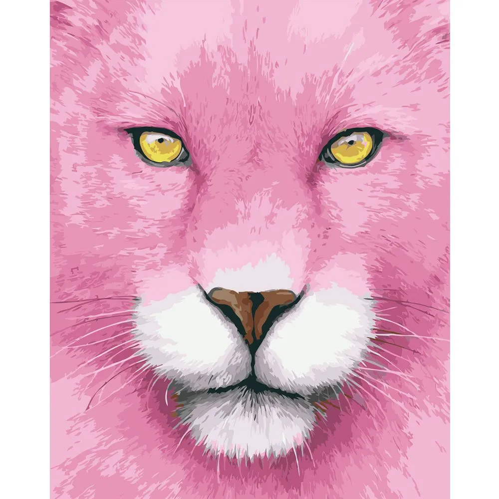 Картина за номерами Strateg ПРЕМІУМ Рожева пантера з лаком розміром 40х50 см VA-1140