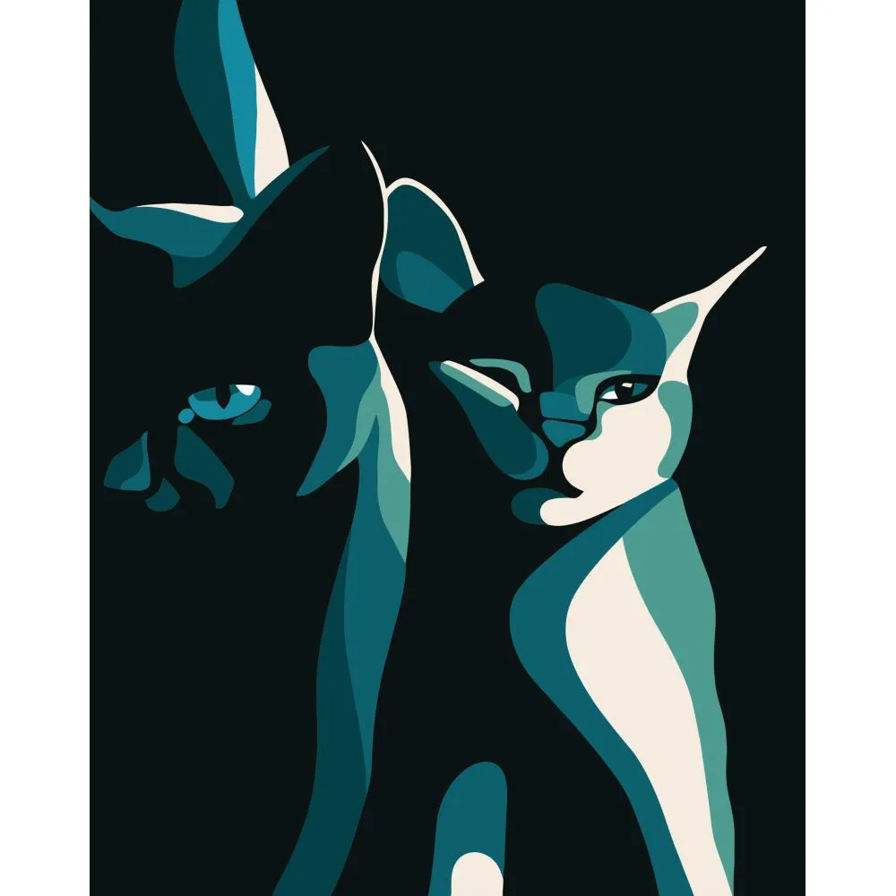 Картина за номерами Strateg ПРЕМІУМ Котики в тіні з лаком розміром 40х50 см VA-3416