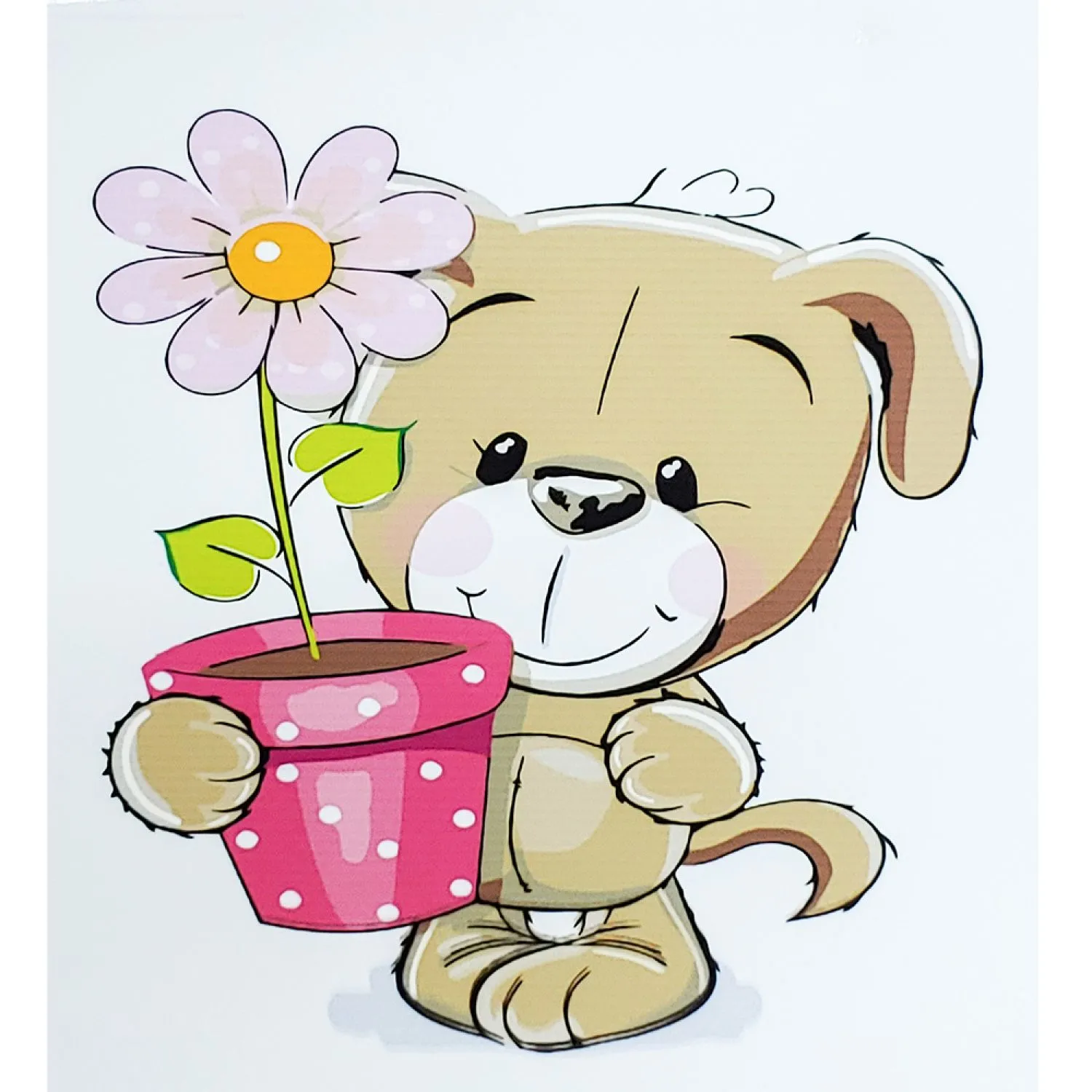Картина за номерами Strateg ПРЕМІУМ Собачка з квіткою розміром 30х40 см (SS6662)