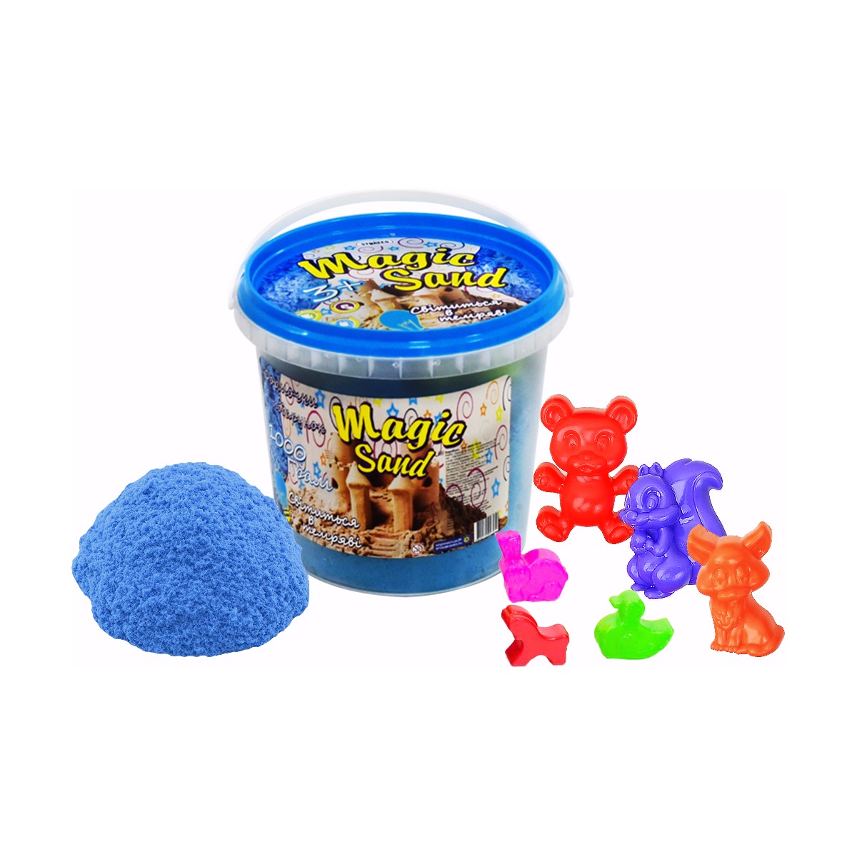 Magic sand - glows in the dark, mint color. bucket 1kg (372-9)