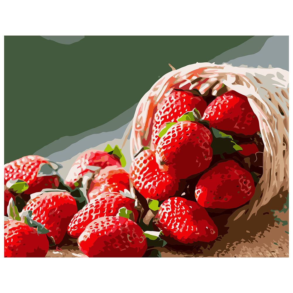 Malen nach Zahlen Strateg PREMIUM Erdbeere mit Lackgröße 40x50 cm VA-0563