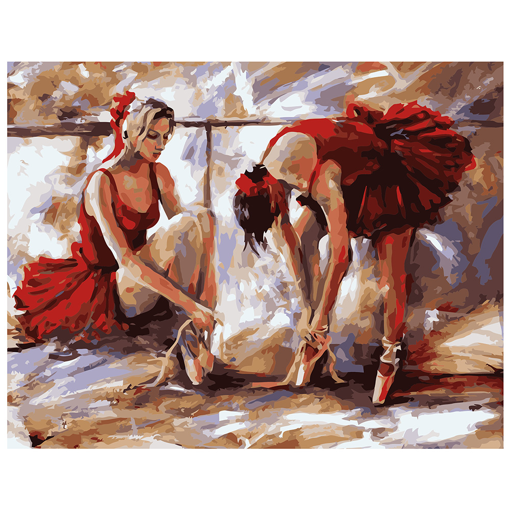 Картина за номерами Strateg ПРЕМІУМ Балерини з лаком розміром 40х50 см VA-0594