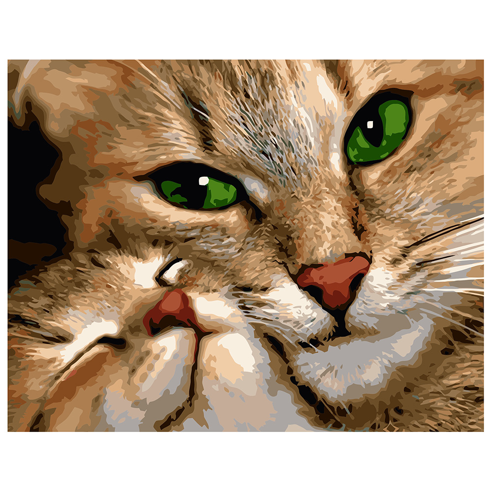Картина за номерами Strateg ПРЕМІУМ Кішка з кошеням з лаком розміром 40х50 см VA-0915