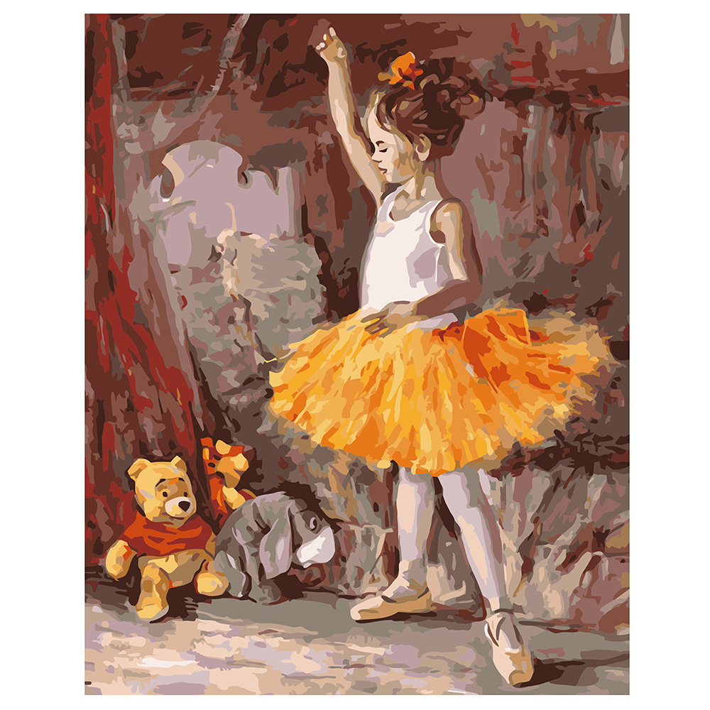 Malen nach Zahlen Strateg PREMIUM Kleine Ballerina mit Lackgröße 40x50 cm VA-1073