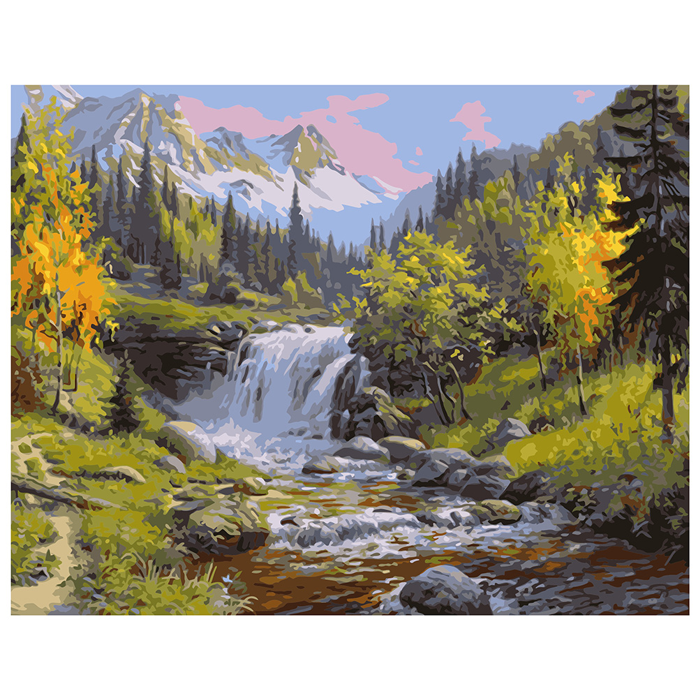 Paint by number Premium with varnish and level "Forest Waterfall"(VA-1510)