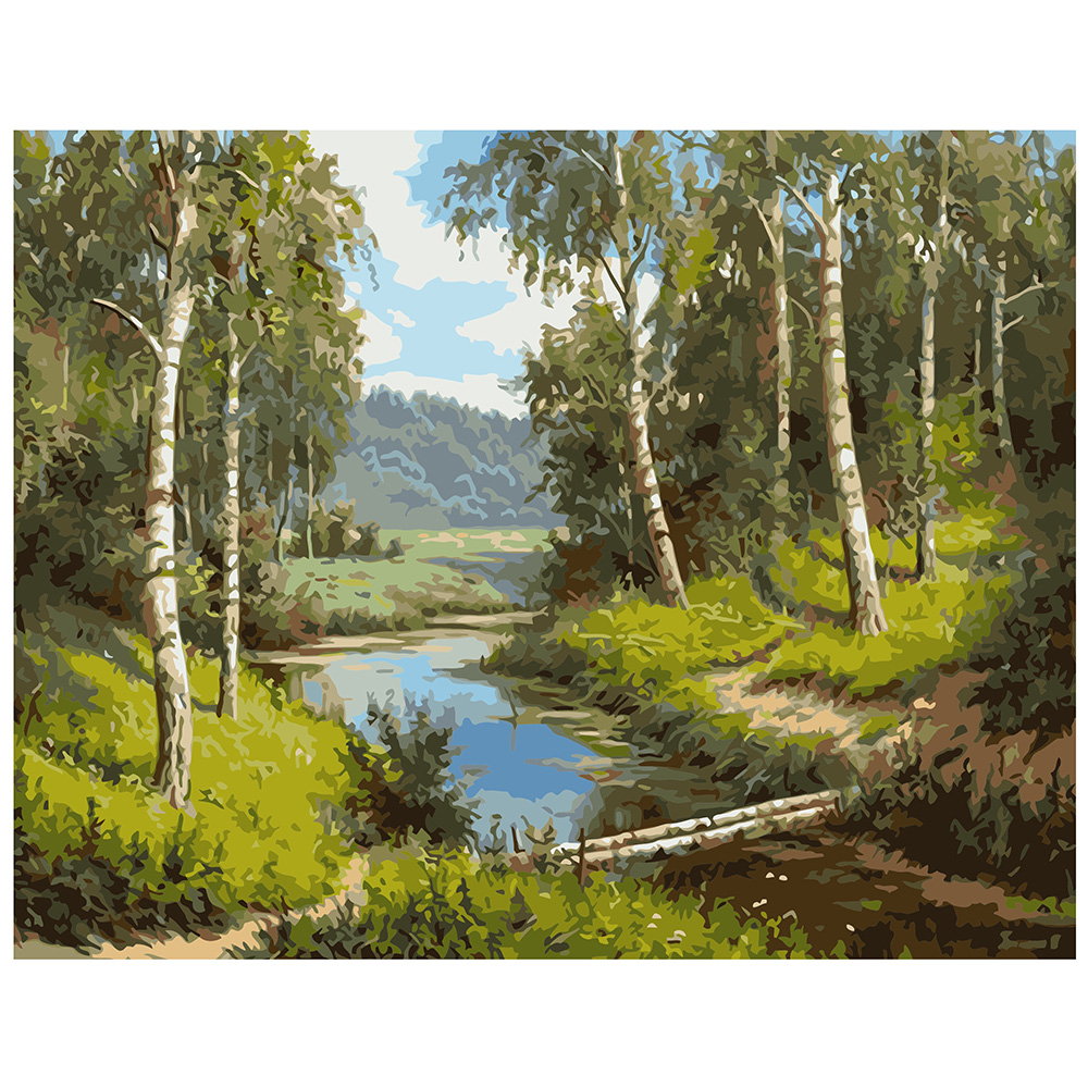 Paint by number "River in a birch grove"(VA-1521)