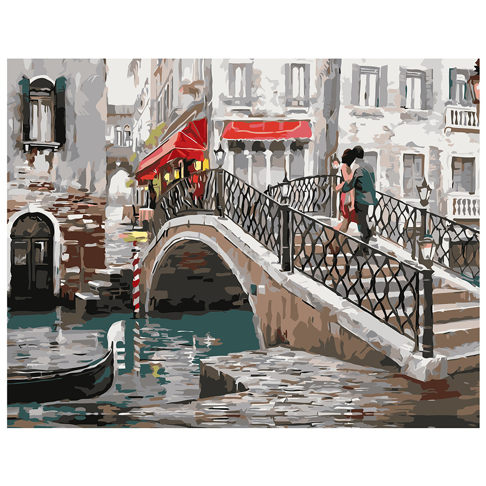 Malen nach Zahlen Strateg PREMIUM Ein Paar auf der Brücke in Venedig mit Lackgröße 40x50 cm VA-1596