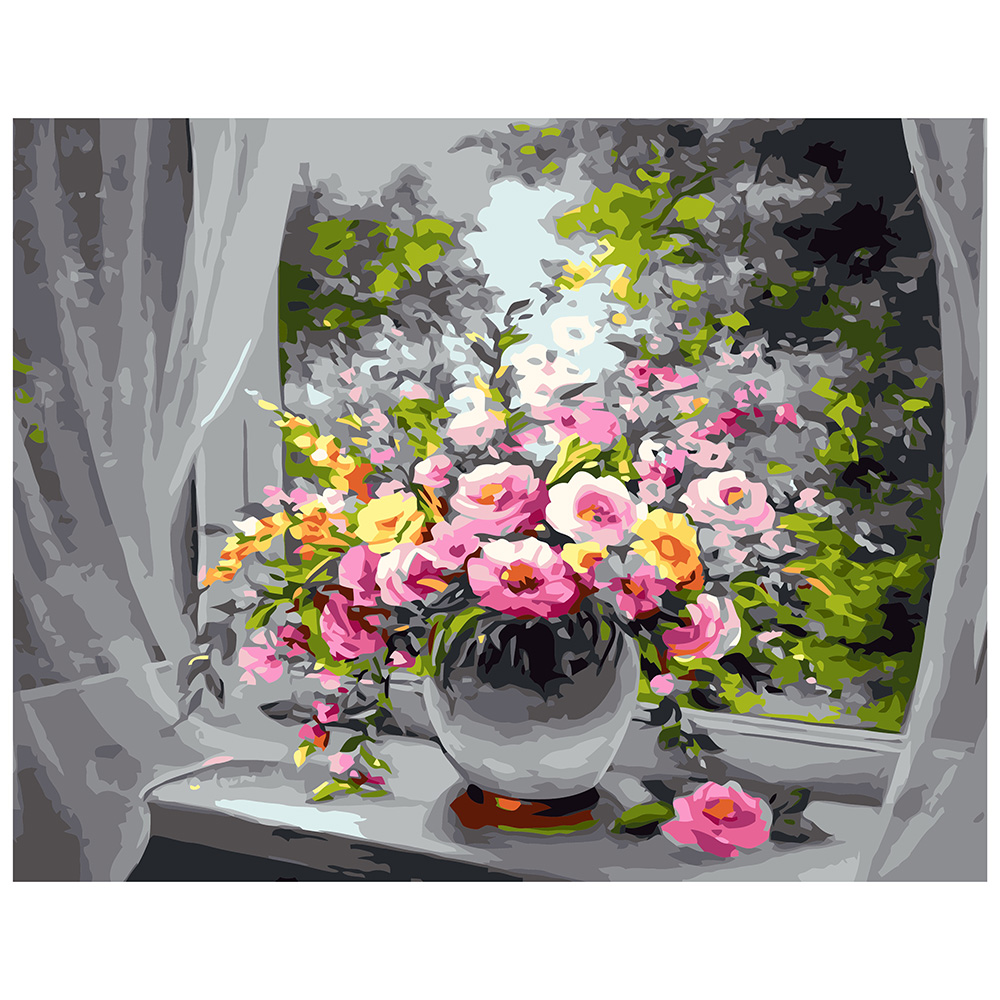 Paint by number "Summer bouquet on a white windowsill"(VA-1597)