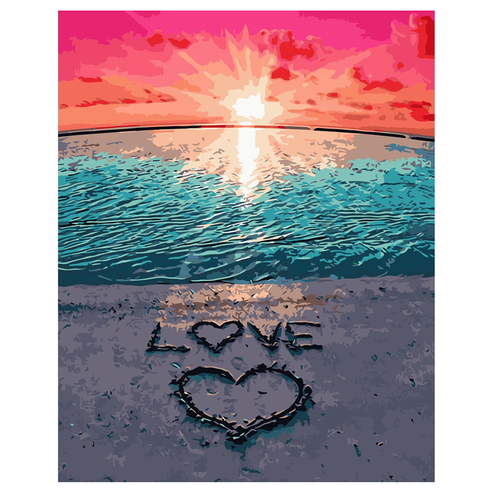 Картина по номерам Strateg ПРЕМИУМ Love на песке с лаком размером 40х50 см VA-2152