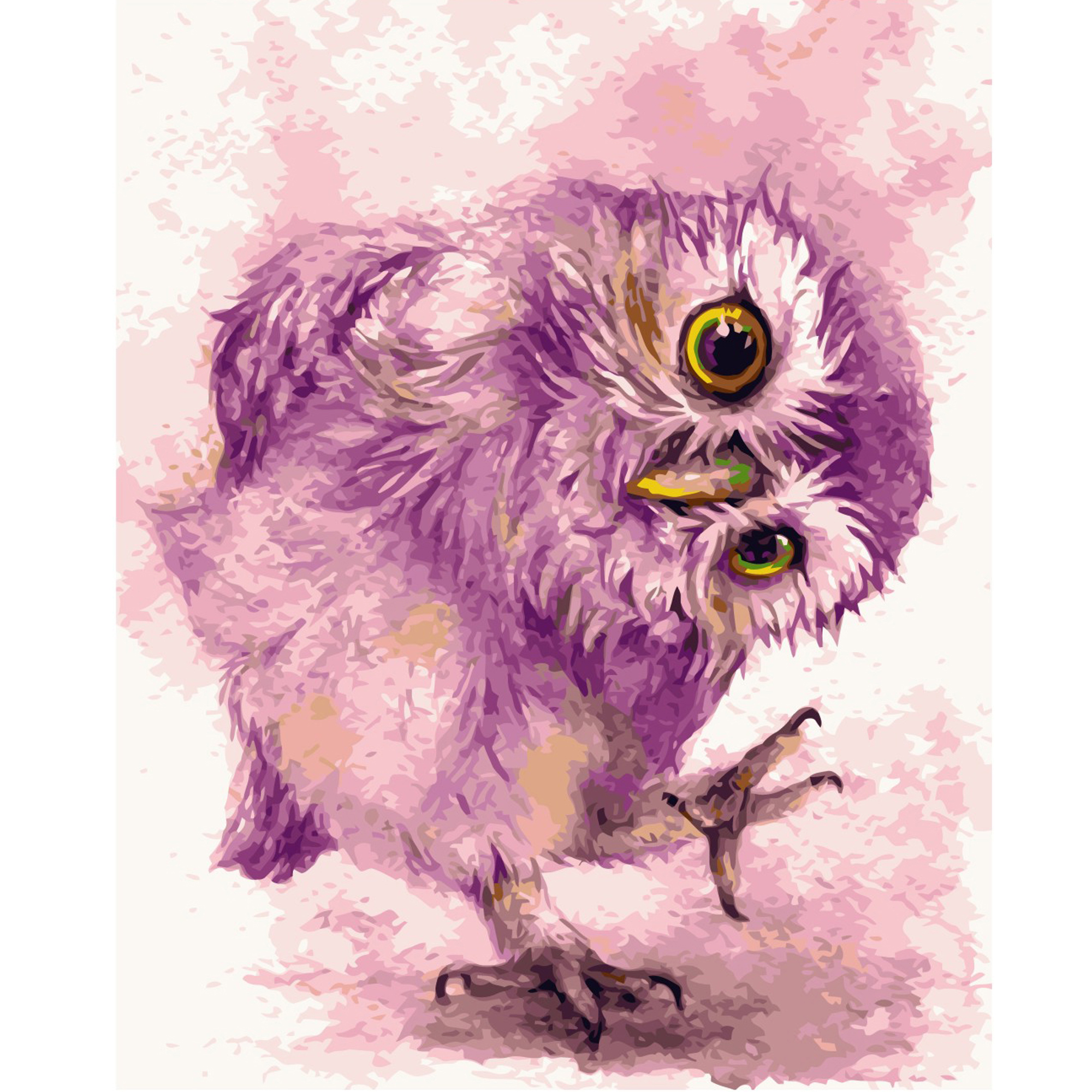 Картина за номерами Strateg ПРЕМІУМ Фіолетова сова з лаком розміром 40х50 см VA-0258