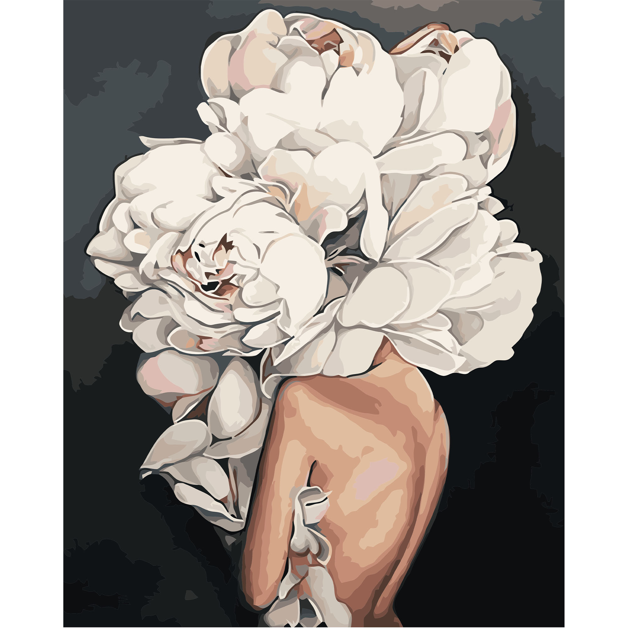 Картина за номерами Strateg ПРЕМІУМ Дівчина-квітка з лаком та рівнем розміром 40х50 см VA-1012