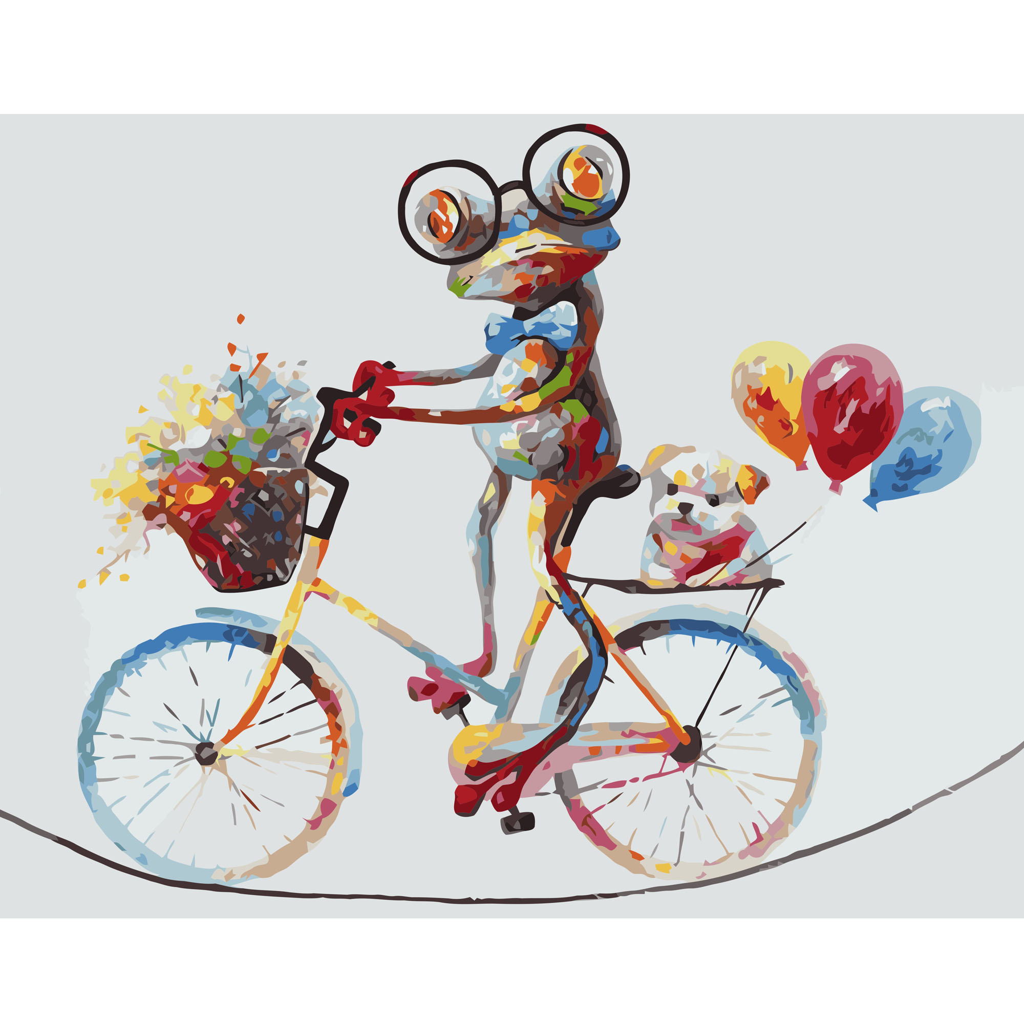 Paint by number Bright frog on a bicycle, 40x50 cm(VA-1040)