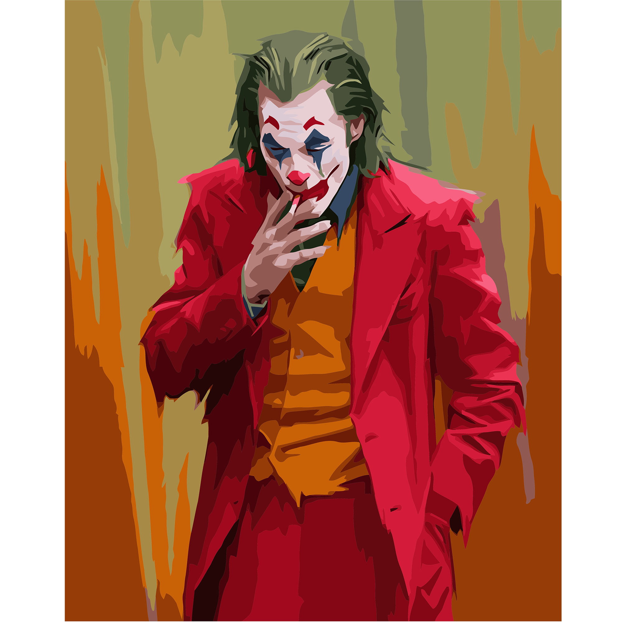 Картина за номерами Strateg ПРЕМІУМ Джокер в червоному піджаку з лаком та рівнем розміром 40х50 см VA-1253