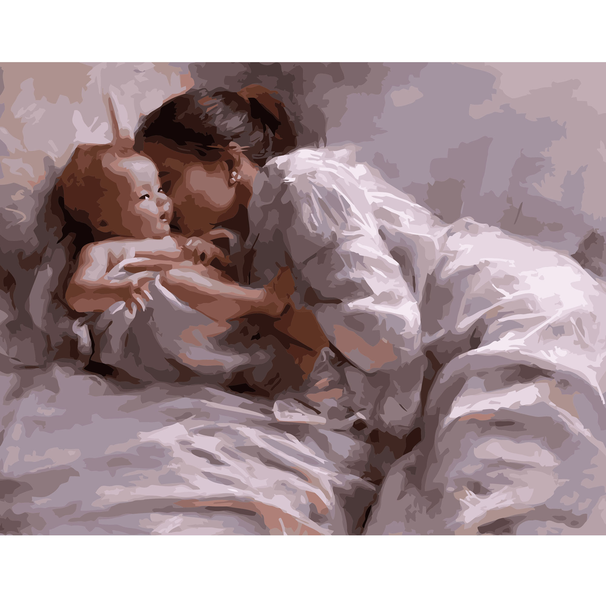 Картина по номерам Strateg ПРЕМИУМ Мать с младенцем с лаком размером 40х50 см VA-1614