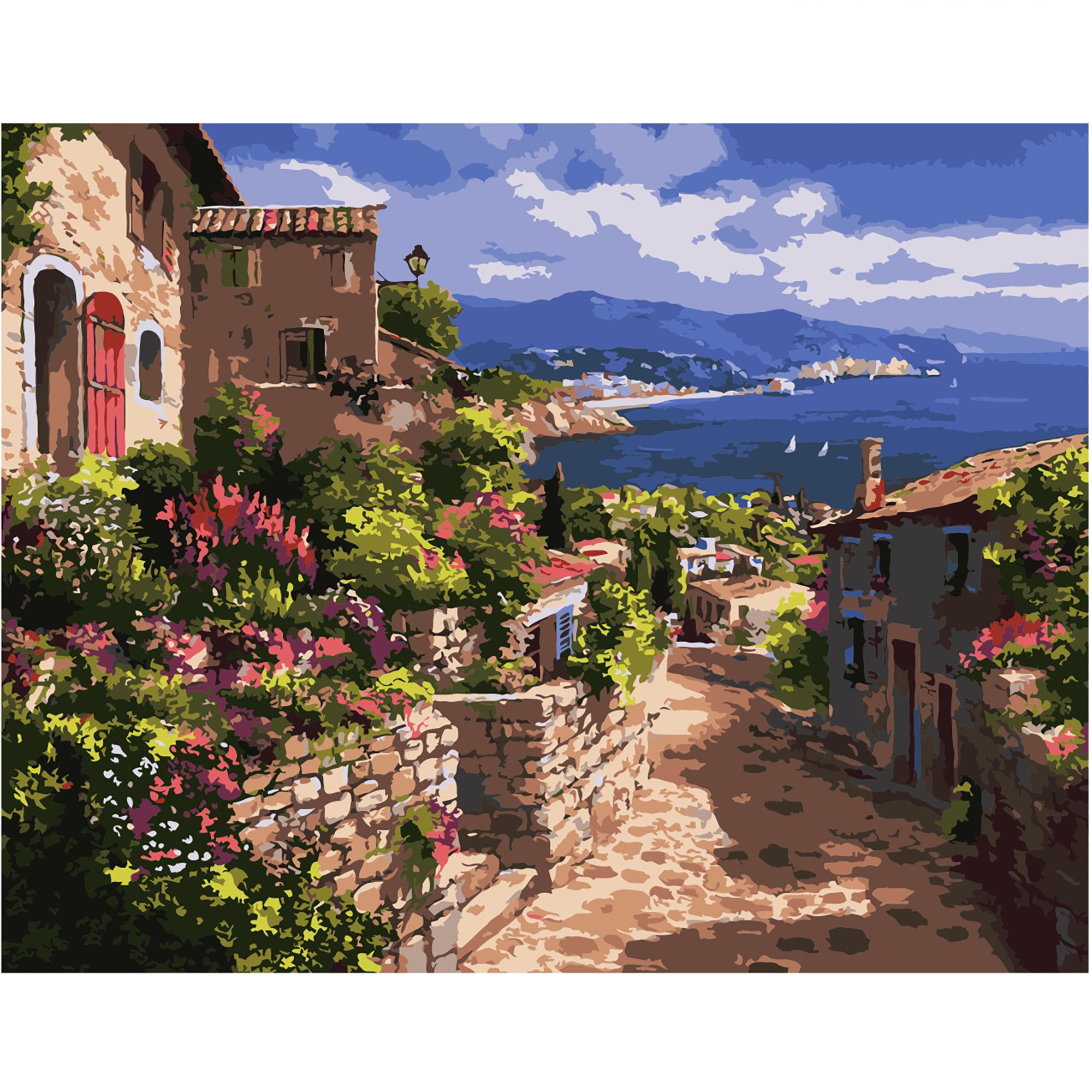 Paint by number Premium with varnish and level Strateg Streets of Greece, 40x50 cm